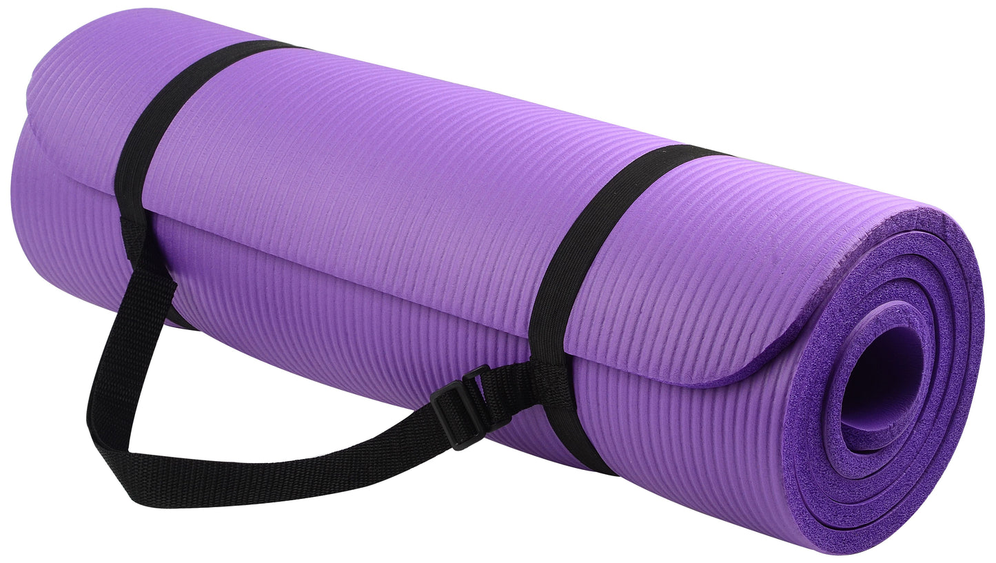 Yoga Mat Anti-Tear with Carrying Strap, Black