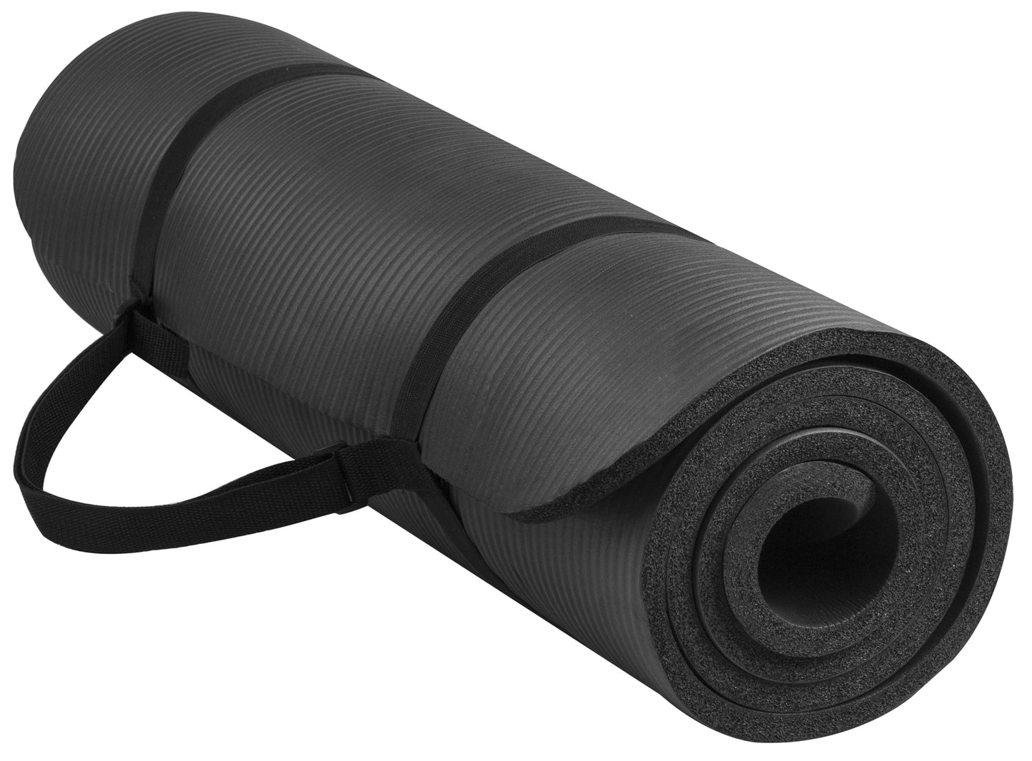 Yoga Mat Anti-Tear with Carrying Strap, Black