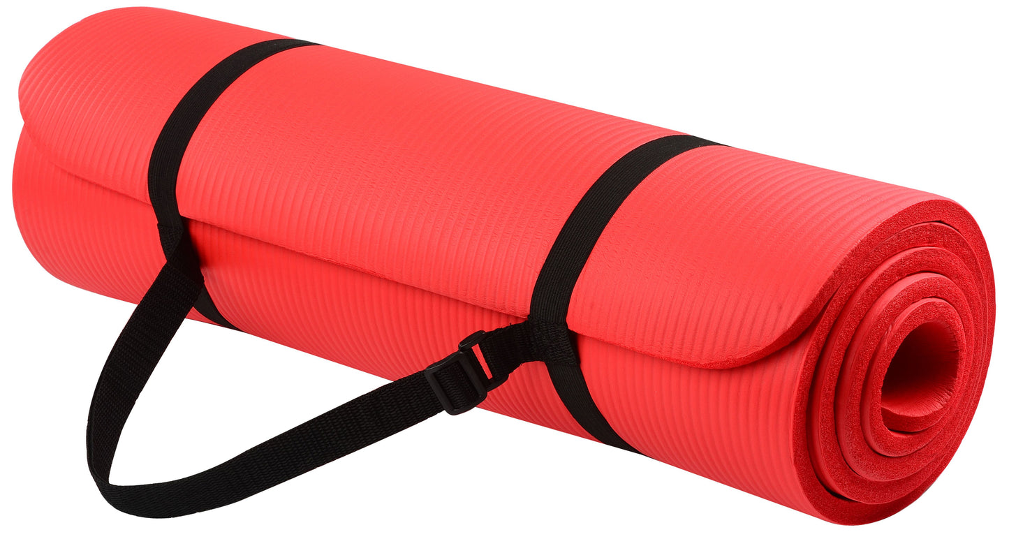 Yoga Mat Anti-Tear with Carrying Strap, Black